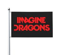 Dra*gons Pop Rock Band Imagine Drapeau double face 90x150 cm - Bannière murale décorative en polyester - Drapeau de jardin pour extérieur/intérieur - cadeau concert