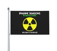 Dra*gons Pop Rock Band Imagine Drapeau double face 90x150 cm - Bannière murale décorative en polyester - Drapeau de jardin pour extérieur/intérieur - cadeau concert