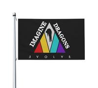 Dra*gons Pop Rock Band Imagine Drapeau double face 90x150 cm - Bannière murale décorative en polyester - Drapeau de jardin pour extérieur/intérieur - cadeau concert