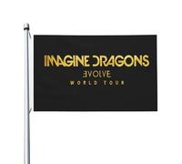 Dra*gons Pop Rock Band Imagine Drapeau double face 90x150 cm - Bannière murale décorative en polyester - Drapeau de jardin pour extérieur/intérieur - cadeau concert