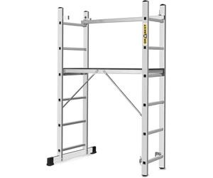 DRABEST Échafaudage Aluminium 3 en 1 Échelle Multifonction 2x6 Marches Plateforme de Travail Antidérapante Charge Max 150 kg avec Crochet Seau