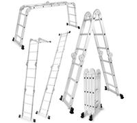 DRABEST Échelle Articulée Pliante 4x3 Marches en Aluminium - Stable et Multifonctionnelle - Charge Maximale 125 kg - Aluminium - 0,33 x 0,98 x 0,25 m