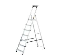 Drabest - Échelle Domestique - Escabeau - 7 marches - Hauteur de Travail 3,40m - Escabeau Pliant en Aluminium, Charge Max. 125 kg - avec Plateforme 25 x 26 cm, Pieds antidérapants