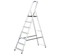 Drabest - Échelle Domestique Pro - Escabeau - 7 marches - Hauteur de Travail 3,40m - Pliant en Aluminium, Charge Max. 150 kg, Crochet Pratique - avec Plateforme 25 × 26 cm, Pieds antidérapants