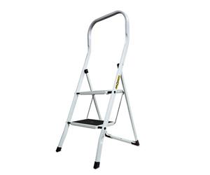 DRABEST Échelle Pro en Acier - pour Le Bureau, la Restauration, Durable et Antidérapante - Polyvalente et Durable - Capacité de Charge jusqu'à 150 kg - 2 Marches - 0.47 x 1 x 0.55 m