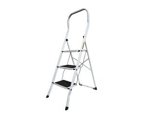 DRABEST Échelle Pro en Acier - pour Le Bureau, la Restauration, Durable et Antidérapante - Polyvalente et Durable - Capacité de Charge jusqu'à 150 kg - 3 Marches - 0,47 x 1,4 x 0,77 m