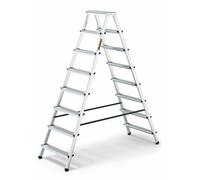 Drabest Escabeau 8 Marches en Aluminium Double Face Capacité 125 KG - Escabeau avec Plate-Forme De Travail - Echelles Multifonctions - Escabeau 8 Marches - 53 X 179 X 16 Cm