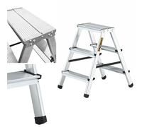 Drabest Escabeau A 3 Marches en Aluminium A Double Face d'une Capacité De 125 Kg - Escabeau A Plate-Forme De Travail - Échelles A Usages Multiples - Escabeau A 3 Marches - 41 X 63 X 16 Cm