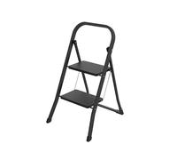 Drabest - Escabeau en Acier 2 marches avec Revêtement Antidérapant - Structure Légère et Ergonomique, Facile à Transporter - Charge Maximale 150 kg, 90x47x5cm, Noir