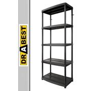 DRABEST Étagère de Rangement en Plastique à 5 Niveaux - Étagères pour Le Stockage - Étagères de Garde-Manger en Plastique - Rrangement pour Garage et sous-Sol -180x74x40cm, 50kg par