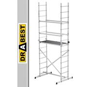 DRABEST Hector Basic Échelle Pliante en Aluminium - Échafaudage - Max. Hauteur de Travail 4 m - Échelle Polyvalente - Escabeau pour Jardin, Ménage, Construction - Échelle Mobile