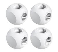 Dracaena.io Lot de 4 raccords filetés G1/4" à 3 voies pour système de refroidissement par eau de l'ordinateur - Matériau en laiton/cuivre durable - Blanc