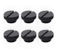 dracaena.io Lot de 6 raccords fins d'arrêt d'eau avec fente pour pièces de monnaie pour système de refroidissement par eau d'ordinateur, filetage G1/4", matériau durable en laiton/cuivre, noir