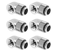 Dracaena.io Lot de 6 raccords rotatifs G1/4 à 90°, M-F, refroidissement par eau PC, argent