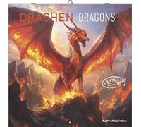 Drachen 2026 - Broschürenkalender 30x30 cm (30x60 geöffnet) - Kalender mit Platz für Notizen - Dragons - Bildkalender - Planer