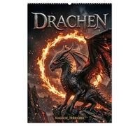 Drachen - Magische Herrscher, Dark¿Fantasy Wandkalender (Wandkalender 2027 DIN A2 hoch), CALVENDO Monatskalender: Mächtige Drachen erwecken düstere Fantasy¿Welten zum Leben.