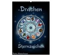 Drachen-Sternzeichen (Wandkalender 2026 DIN A2 hoch), CALVENDO Monatskalender: Niedlicher Drachen - Sternzeichenkalender aus dem Reich der Astrologie.