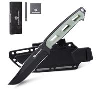 DRACHENADER ceinture solixar, longueur de lame 10 cm couteau Tang complet, acier 5cr13mov, acier ignifuge et couteau gainé kydex pour l'extérieur, lame noire + manche naturel
