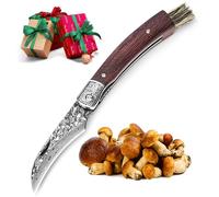 DRACHENADER Couteau Champignon, Couteau à Champignons en Damas VG10, 67 Couches, Brosse Intégrée, Liner Lock, Pour Camping