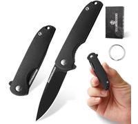 DRACHENADER - Couteau de camping en acier 5Cr13MoV, lame de 5,2 cm, équipé d'un porte-clés (accessoire de transport) pour activités en plein air