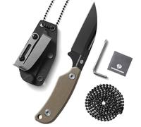 DRACHENADER Couteau De Cou, Mini Neck Knife, Lame En Acier D2,Manche En G10, Couteau À Lame Fixe, Chaîne À Billes Et Clip De Ceinture