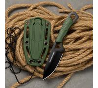 DRACHENADER Neck Knife couteau EDC mini fulltang knife avec longueur de lame 6,9 cm et étui ABS, lame noire + manche vert