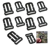 DraCra Tri Glide Lot de 10 ajusteurs de sangle de poitrine avec boucle de guidage pour sac à dos, sac tactique, gilet, ceinture, harnais d'extérieur, noir, 3/4"x3/4" Or 3/4"x1"