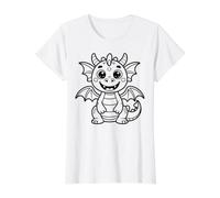Dracula Dragon Bébé à colorier et à Peindre soi-même T-Shirt Graphique avec Valeur, Femme, Blanc, M