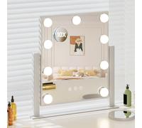Dradaomull Miroir Coiffeuse, Miroir Maquillage Hollywood Lumineux 9Lumières Dimmables, 3 Modes, Miroir LED avec détail 10x et Rotation à 360 degrés (Blanc)