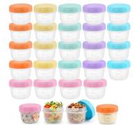 DRADERCH 24 Pièces Petits Contenants Alimentaire, Boite Plastique Alimentaire avec Couvercles,80ml Bols en Plastique Empilables Réutilisables avec Anti-Fuites Couvercles,6 Couleurs