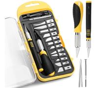 Drado 18pcs Cutter de Précision Couteau, Ensemble Scalpel, Couteau pour Loisirs Créatifs, 2 Couteaux à Découper + 12 Lames + une Pince à Épiler + un Tournevis, DIY