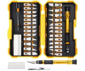 Drado 29pcs Cutter de Précision Couteau, Ensemble Scalpel, Couteau pour Loisirs Créatifs, 1 petit couteau + 26 lames + 1 broche de pin + 1 ongle + 1 pierre de broyage, bricolage