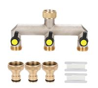Drado 3/4" Robinet 3 Voies, Répartiteur à Trois Voies pour Les systèmes d'irrigation, débit d'eau réglable(Jaune)