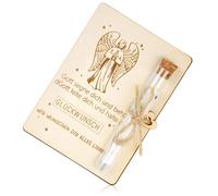 Drado Cadeau Argent, de Baptême et de Communion, Mariage, Cadeau Merci, avec carte de vœux en bois et Emballage de sac Cadeau, Souvenir et Décoration, de Baptême pour garçons et filles