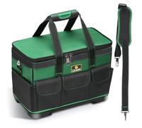 Drado Sac à outils, sac à outils professionnel, 40 x 23 x 28 cm sac à outils étanche avec bandoulière réglable (Vert)