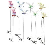 Draduo Lot de 8 fausses pinces libellules pour l'extérieur - Concept biologique naturel - Insert de poteau - Décoration de jardin - Plaque de décoration de jardin