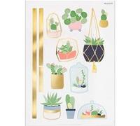 Draeger Paris - Sticker Mural Etagères dorées et Petites Plantes