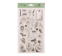 DRAEGER PARIS 1886-33 Tampons Silicones Transparents Thème Safari - Papeterie Créative - Motifs Animaux Sauvages & Tropicaux - Décoration DIY Journal & Scrapbooking - Collection Jungle Exotique