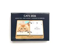 DRAEGER PARIS 1886 - Agenda sur Socle 20x15 cm 2026 - Thème Chats - 12 mois - Papier FSC - Illustrations détachables