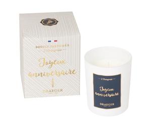 DRAEGER PARIS 1886 - Bougie Cadeau Blanche Parfumée Fleur d'oranger "Joyeux Anniversaire" - Idée Cadeau d'Anniversaire Original - Pot en verre - Made in France - 100% Cire Végétale - 40h de combustion