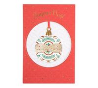 DRAEGER PARIS 1886 - Carte de Vœux Joyeux Noël - Design Boule de Noël - Cadeau Fêtes de Fin d'Année - Or Chaud, Ruban & Enveloppe - Papier FSC® Écoresponsable - 12 x 17 cm - Made in England