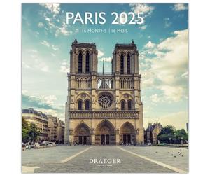 DRAEGER PARIS 1886 - Grand Calendrier Mural 2025-29x29 cm - 12 Photos - Septembre 2024-Décembre 2025-7 Langues - Design Écologique - Papier FSC - Thèmes Variés: Paris, Animaux, Artistique