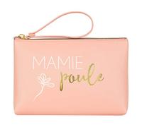 DRAEGER PARIS 1886 | Grande Pochette Rose Mamie Poule Polyuréthane Recyclé | 13x20 cm | Fermeture Éclair | Idée Cadeau Originale pour Mamie, Grand-mère | Accessoire Pratique
