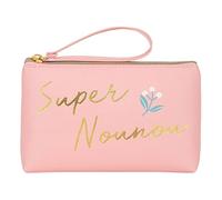 DRAEGER PARIS 1886 | Grande Pochette Super Nounou | Cadeau Original Polyuréthane Recyclé | Fermeture Éclair 13x20 cm | Idéale Maquillage & Essentiels | Message Tendre pour Anniversaire & Noël