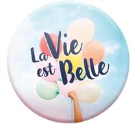 DRAEGER PARIS 1886 - Magnet Aimanté Carré 6,5x6,5cm - La Vie est Belle - Décoration Frigo et Tableau Magnétique - Accessoire Motivation Positif pour Maison et Bureau