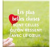 DRAEGER PARIS 1886 - Magnet Aimanté Décoratif 6,5x6,5 cm - Message Inspirant Les Plus Belles Choses - Décoration Murale Emotionnelle - Idée Cadeau Sagesse et Tendresse - Accessoire Maison Tendances