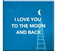 DRAEGER PARIS 1886 - Magnet Aimanté Décoratif - I Love You to The Moon and Back - Cadeau Romantique Unique - Idéal pour Frigo - Dimensions: 6,5 x 6,5 cm - Cadeaux pour Occasions Spéciales et Famille