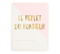 DRAEGER PARIS 1886 - Miroir de Poche Carré Le Reflet du Bonheur et Étui Rose - Cadeau Personnalisé - Format Compact 9x7cm - Accessoire Maquillage Idéal pour Sac à Main, Maison & Voyages - Bonne Humeur