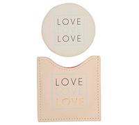 DRAEGER PARIS 1886 - Miroir de Poche Crème Love - Miroir Rond 8x8,5cm avec Étui Anti-Rayures - Idéal Maquillage Maison & Voyage - Message Personnalisé - Cadeau Original Anniversaire, Noël, Amoureuse