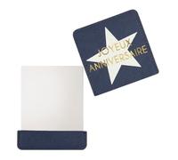 DRAEGER PARIS 1886 - Miroir de Poche Joyeux Anniversaire - Accessoire Essentiel Voyage et Maison - Étui Protecteur Bleu - Cadeau Original pour Amoureuse, Amie, Famille - Format Compact 9x7cm